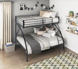 Black Metal Frame Twin/Full Bunk Bed, Youth Bed, Youth Bedroom Furniture, Easy Assembly B011P248590