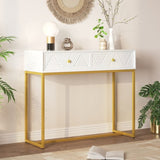 TREXM Modern Sleek Console Table Two Drawers with Stripe Design for Living Room and Entryway N715P201976K