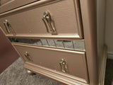 2 Drawers Wooden Nightstand with Mirror Trim, Rose Gold B016P251438