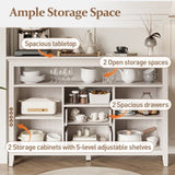 52.8" Rattan Sideboard, Boho Farmhouse Storage with Adjustable Shelves, Accent Buffet B082P232946