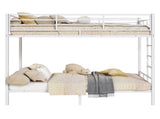 White Twin Bunk Bed Square Tube High Guardrail Side Ladder Opening Iron Bed 58697085