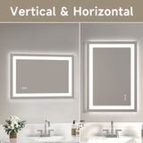 20x28" Frameless Tempered Mirror Dual LED Light Strips Front and Back LightingUnable ship on 52079319