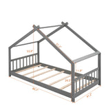 Twin Size House Bed Wood Bed, Gray WF282521AAE