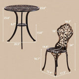3 PCS Outdoor Bistro Set,Outdoor Patio Set, All-Weather Cast Aluminum Bistro Table Set for Backyard, 75089652
