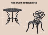 3 PCS Outdoor Set, All-Weather Cast Aluminum Rose Table and Chairs Set of 2, Patio 88927922