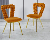 orange and gold Modern chair with iron tube legs, soft cushions and comfortable backrest, W234P188004