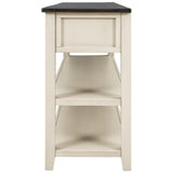 Retro Design Console Table with Two Open Shelves, Pine Solid Wood Frame and Legs for Living Room 83399820