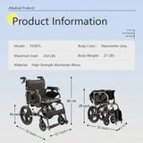 Foldable lightweight wheelchair. Equipped with double hand brakes. Adult wheelchair. Weighs only 27 W3121P297511