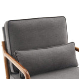 Oak Armrest Oak Upholstered Single Lounge Chair Indoor Lounge Chair Dark Grey 17272557