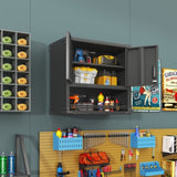 ZUN Metal Wall-Mounted Tool Storage Cabinet with Locking Door and 1 Shelf 1 Opened Drawer for Garage 04205026