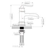 Waterfall Spout Bathroom Faucet,Single Handle Single Hole with Pop Up Drain,Brushed Nickel W124379896
