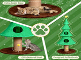 59in Large Tall Christmas Tree Cat Tower 2 Cat Condos & Scratching Post, Soft Fleece Cat Tree 40781062