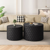 ZUN Stylish and Minimalist Nesting Coffee Table Set with Honeycomb Design, Modern Round Coffee Table, W757P206009