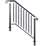 Handrails for Outdoor Steps, Fit 3 or 4 Steps Outdoor Stair Railing, Picket3 Wrought Iron Handrail, W465124224