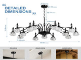 15 Lights Black Vintage Crystal Chandelier Farmhouse Round Hanging Light Fixture for Dining Room 47680282
