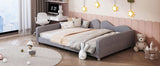 Full size Upholstered Daybed, Sherpa Fabric Sofabed with Cloud-Shaped Backrest, No Box-spring N733P234605E