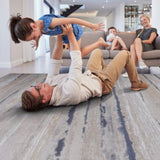 LOOM & LUXE Collection 5X7 Ivory/Blue /Striped Non-Shedding Living Room Bedroom Dining Home Office B335P289562