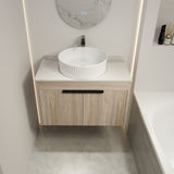 ZUN 30 " Modern Design Float Bathroom Vanity With Ceramic Basin Set, Wall Mounted White Oak Vanity With 27968939