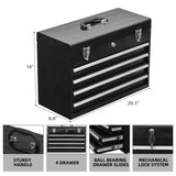 Metal Tool Box with 4 Drawers Portable Steel Tool Chest with Metal Cylinder Lock and Latch Closure, W3037P241994