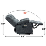 ZUN 23" Seat Width and High Back Large Size Blue Chenille Power Lift Recliner Chair with 8-Point W1803109170