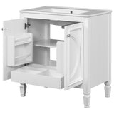 30" Bathroom Vanity with Sink, Two Doors with Shelf, Soft Close Door Hinges, Vintage Style, White N759P226000K