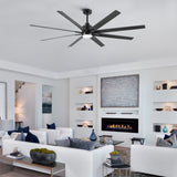 ZUN 72'' Indoor Smart Black Ceiling Fan with LED light and App Remote Control W1367P197402