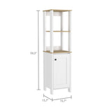 Linen Single Door Cabinet 59" H, Two Interior Shelves, Two Open Shelves, Light Oak / White B097133250