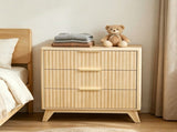 3-Drawer Cabinet with Slatted Fronts 31.5"*15.6"*29.72" Chest of Drawers Nightstand Oak 07218258