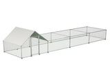 26'Lx6.7'Wx6.6' ft Large Metal Chicken Coop, Walk-in Chicken Run, Galvanized Wire Poultry Chicken 52180242