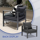 2pcs Single Sofa Grey Frame Dark Grey Cushion Aluminum Frame Sofa 36031504