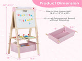 3-in-1 Wooden Kid's Easel NaturalPink, Magnetic Chalkboard/Whiteboard 60 Accessories 82274467