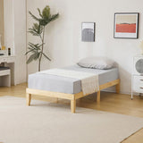 Simple & Sturdy Twin Bed Frame Painted Pine Wood, Natural Finish 23136377
