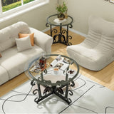 3-Piece Coffee Table Set, Tempered Glass Surface with Sturdy Metal Frame - Modern Living Room Sets T2398P354182