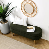 Ottoman Oval Storage Bench,Rubber Wood Legs, Green W487P220595