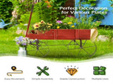 Garden Plant Planter Wooden Wagon Planter W/ Wheel Garden Yard Red 78294767