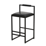 ZUN Black Bar Stool with Backrest Set of 2 Counter Height PU Leather Upholstered Bar Chairs with W1757122139