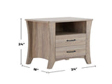 Nightstand with Top Open Compartment and 2 Drawers in Rustic Natural Finish B016P253792