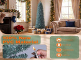 7FT Slim Pencil Artificial Christmas Tree, Frosted Gray-Green & Silver Needles, Flame Retardant PVC, 73778755