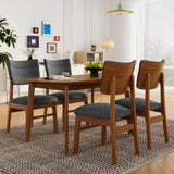 Dining Chairs Set of 4, Wooden Dining Chair Armless, Mid-Century Modern Upholstered Linen Seat N752P271224E