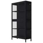 ZUN Four Glass Door Storage Cabinet with Adjustable Shelves and Feet Cold-Rolled Steel Sideboard W1673106108