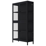 ZUN Four Glass Door Storage Cabinet with Adjustable Shelves and Feet Cold-Rolled Steel Sideboard W1673106108