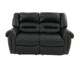 Plush Relax 1pc Manual Motion Loveseat Black Color Bonded Leather 2-Seat Couch Armrest Cushion B011P205579