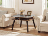 Faux Marble Side Table with 4-Sided Storage Shelves, 24" Square End Table for Living Room Bedroom 15029922