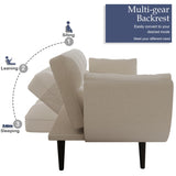 57 inch beige sofa soft two armrests throw pillow pillow comfortable fit apartment bedroom small W1658135109