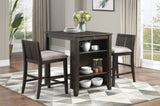 ZUN Transitional Design Dark Cherry Finish 3-piece Pack Counter Height Set Table w Display Shelf USB B01166427