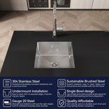 Kitchen Sink 18" x 18" Multifunctional Undermount Workstation Kitchen Sink S304 Stainless Steel T3177P286044