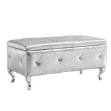 Upholstered Storage Ottoman Bench For Bedroom End Of Bed Faux Leather Rectangular Storage Benches W2268P146696