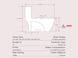 1.1/1.60 GPF Dual-Flush One Piece Toilet, Water-Saving Elongated Comfort Height Floor Mounted, Soft W1920P385350