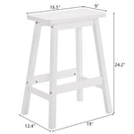 ZUN 2pcs Pine Wood Saddle Seat Bar Stool White 07638895