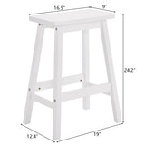 ZUN 2pcs Pine Wood Saddle Seat Bar Stool White 07638895